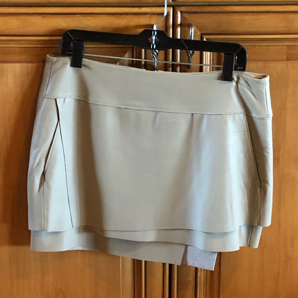 Helmut Lang Leather Tiered Mini Skirt